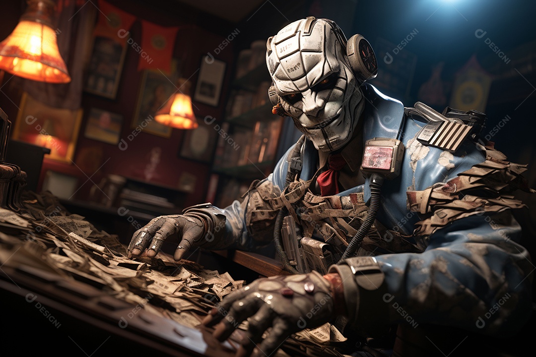 Visão frontal do rosto de Horor