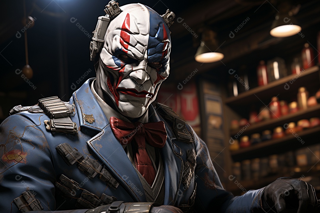 Visão frontal do rosto de Horor