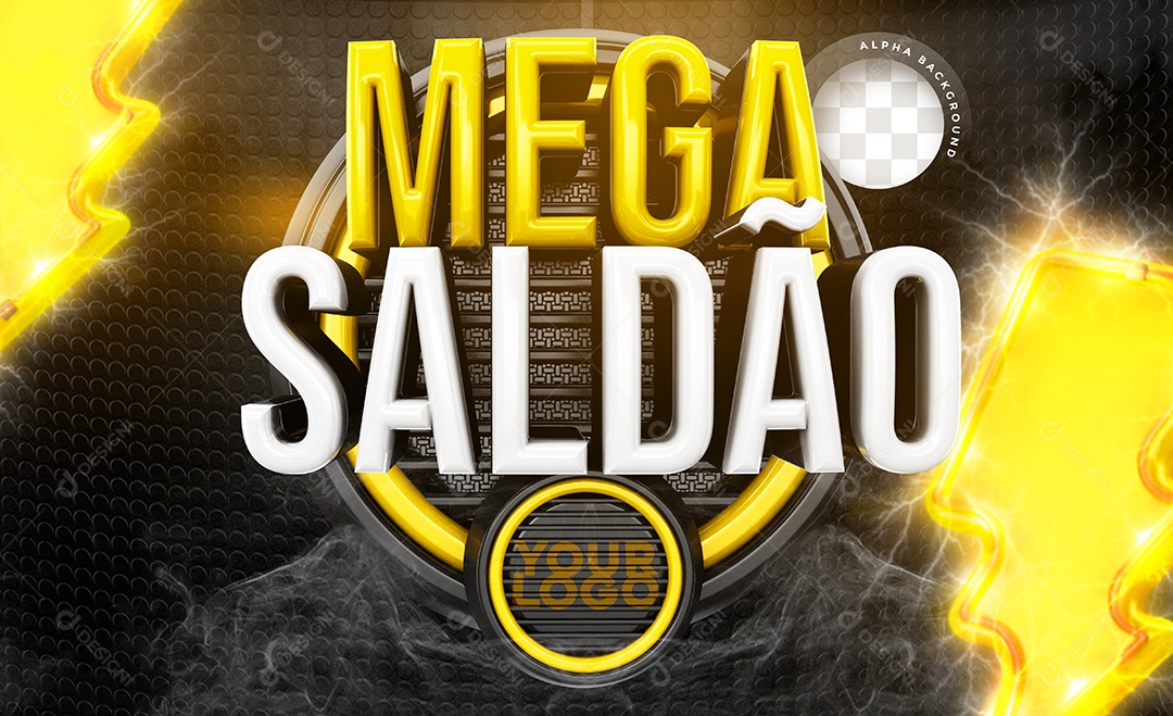 Selo 3D Mega Saldão Para Composição De Texto PSD