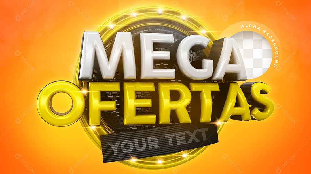 Mega Ofertas Selo 3D Para Composição De Texto PSD