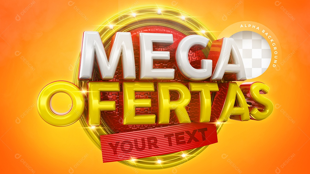 Selo 3D Mega Ofertas Para Composição De Texto PSD