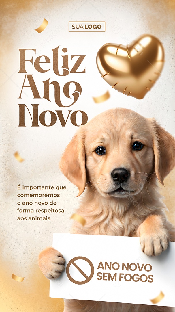 Story Feliz Ano Novo é Importante que Comemoremos de Forma Respeitosa aos Animais Social Media PSD Editável