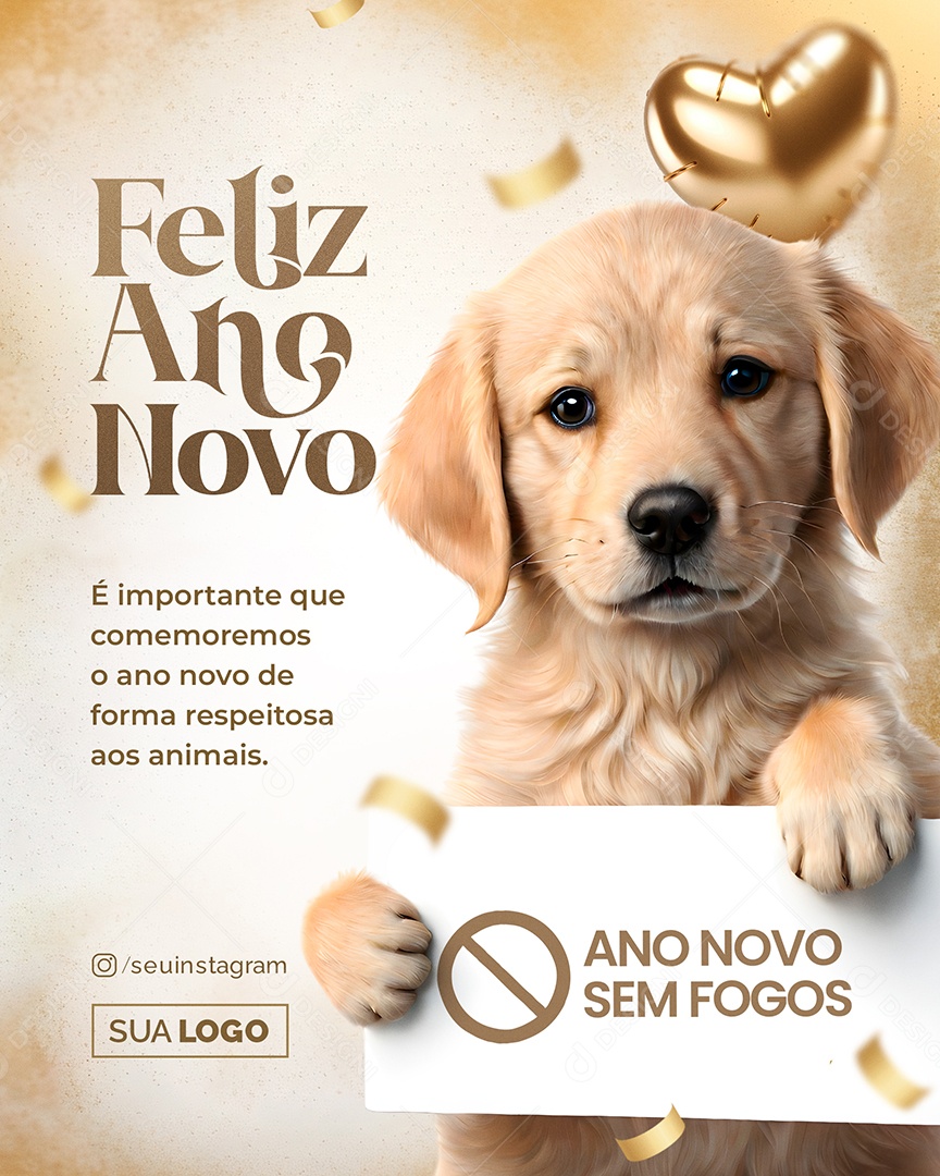 Feliz Ano Novo é Importante que Comemoremos de Forma Respeitosa aos Animais Social Media PSD Editável