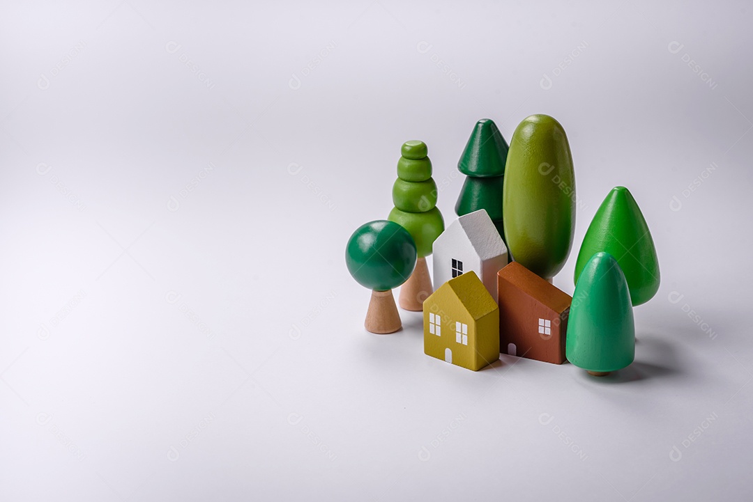 Uma casinha de madeira como ideia para investir na casa própria e atingir o objetivo de comprar um imóvel. Plano de fundo para sua ideia