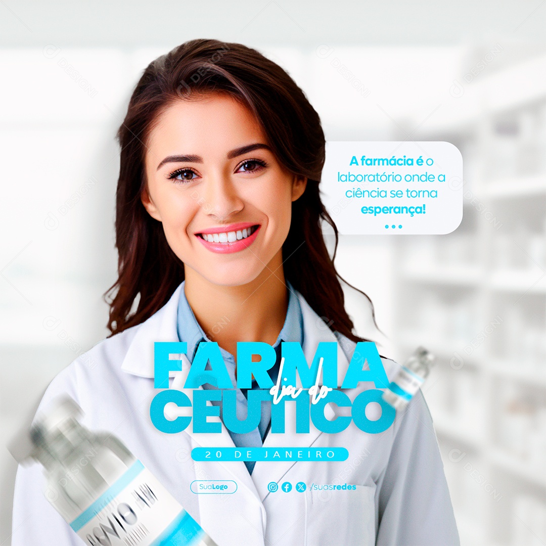 Dia do Farmacêutico Ciência se Torna Esperança Social Media Post PSD Editável