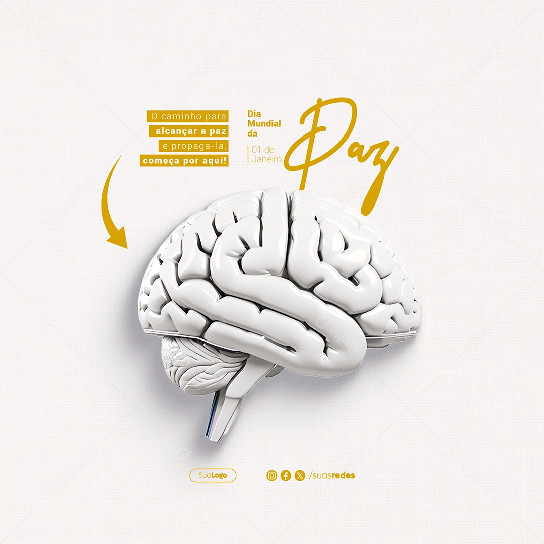 Começa por Aqui 01 de Janeiro Dia Mundial da Paz Social Media PSD Editável