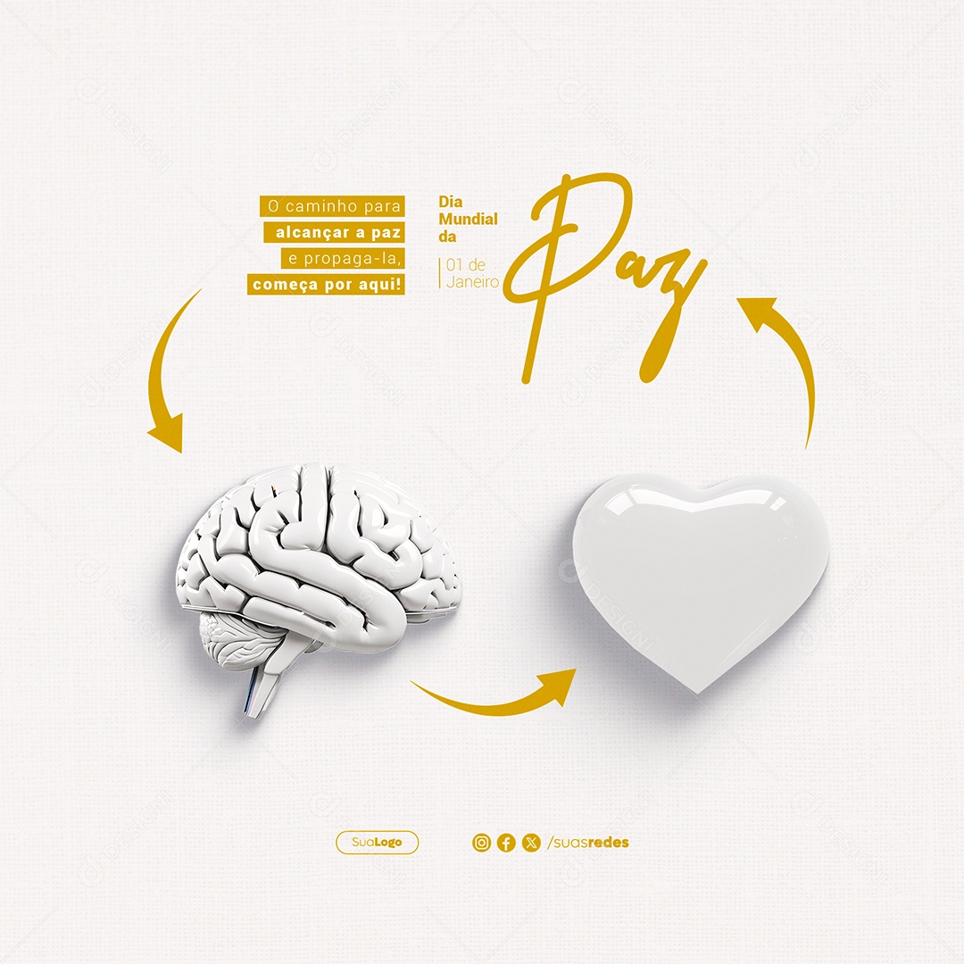 Começa por Aqui Dia Mundial da Paz Social Media PSD Editável