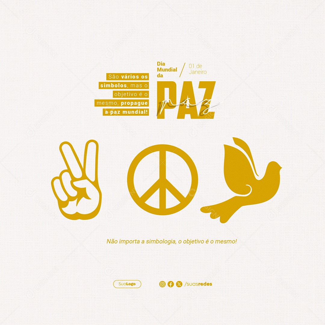 Paz Mundial Dia Mundial da Paz 1 de Janeiro Social Media PSD Editável