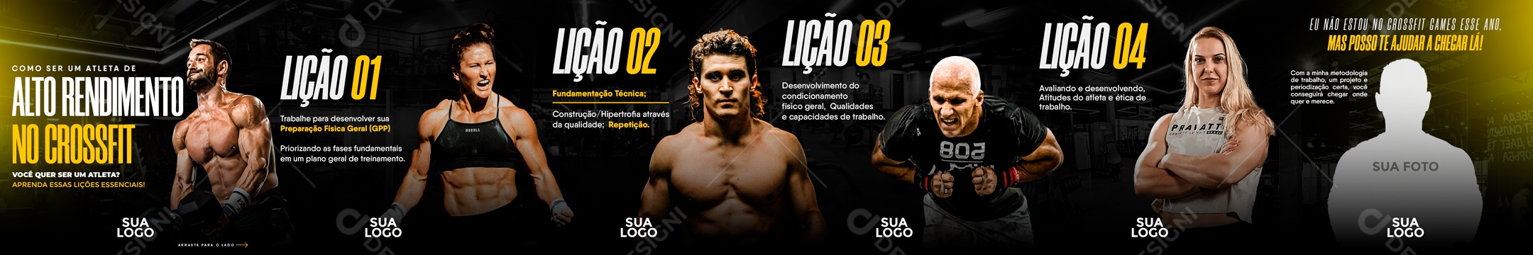 Social Media Carrossel Academia Alto Rendimento No Crossfit PSD Editável