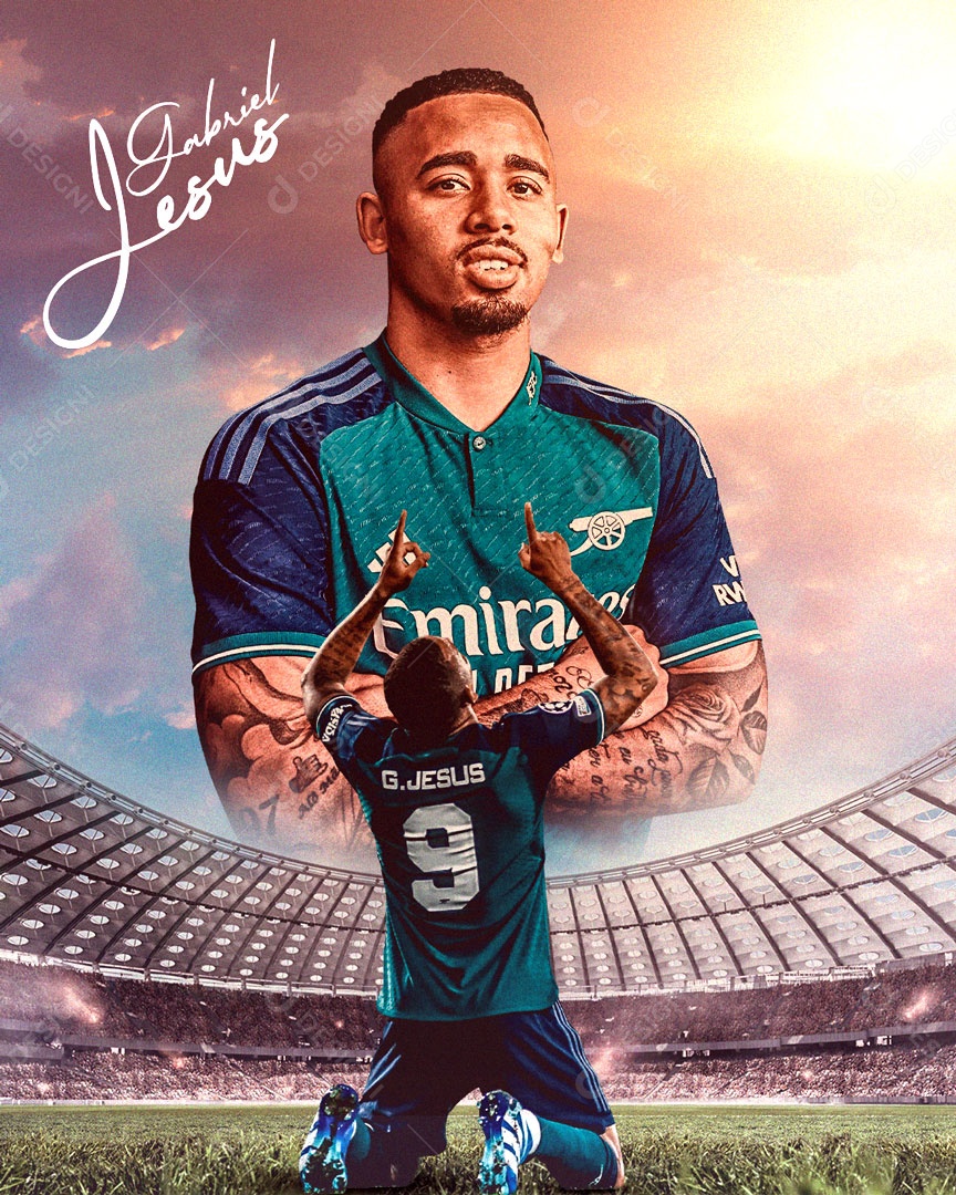 Social Media Flyer Jogador Gabriel Jesus PSD Editável