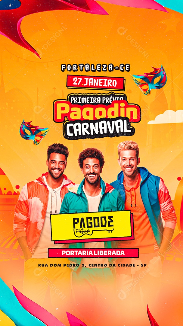 Story Flyer Carnaval Primeira Prévia Pagodin Carnaval Pagode do Pagode Social Media PSD Editável