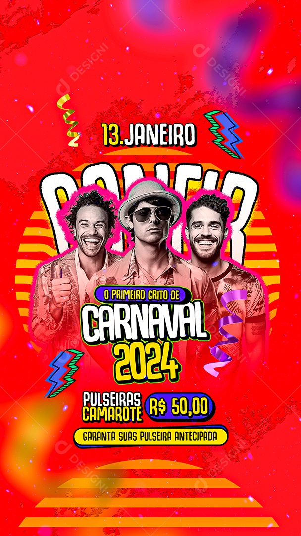 Story Flyer Carnaval O Primeiro Grito de Carnaval 2024 Social Media PSD Editável
