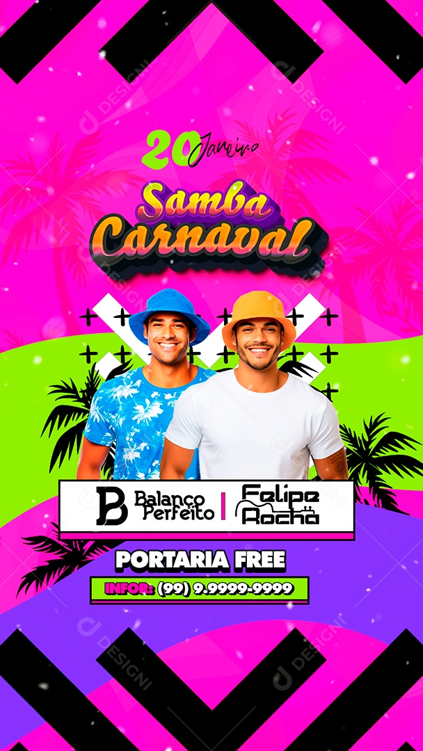 Story Flyer Samba Carnaval Balanço Perfeito Felipe Rocha Social Media PSD Editável