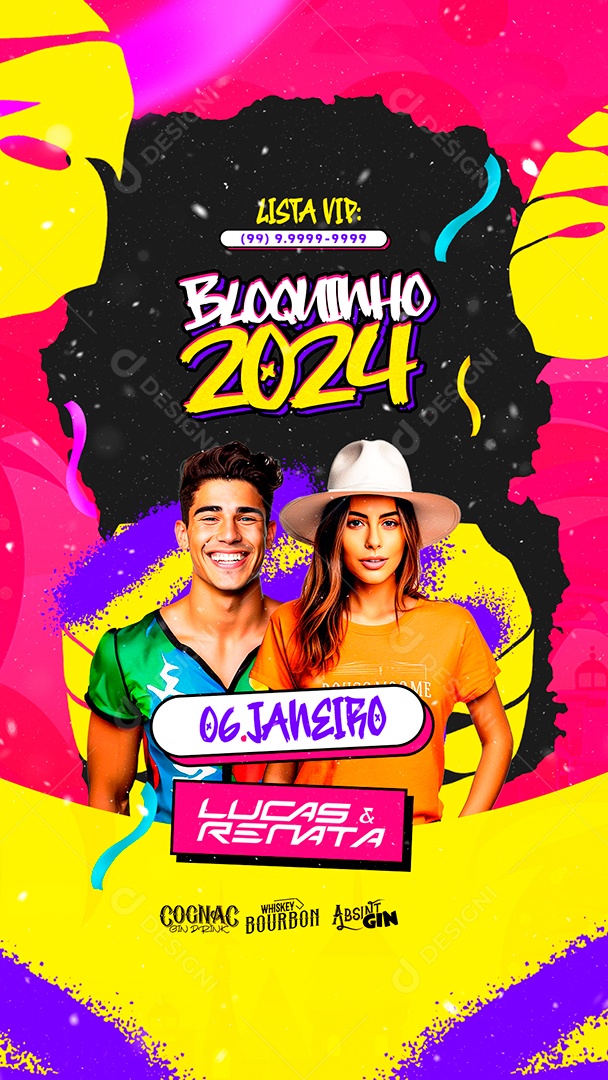 Story Flyer Carnaval Bloquinho 2024 Lucas & Renata Social Media PSD Editável
