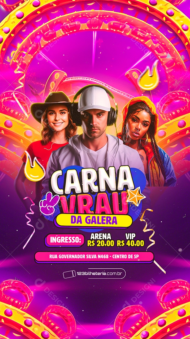 Story Flyer Carnaval Carna Vrau da Galera Social Media PSD Editável