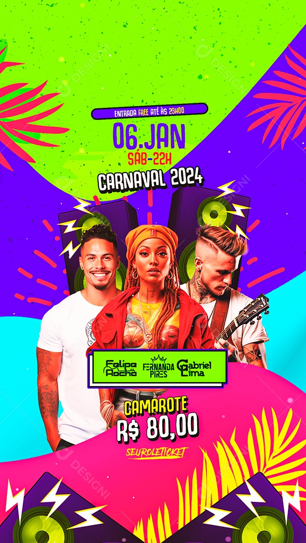 Story Flyer Carnaval Felipe Rocha Fernanda Pires Gabriel Lima Social Media PSD Editável