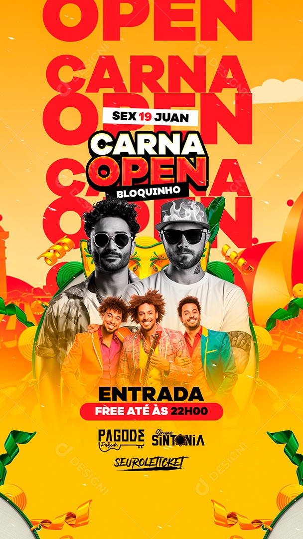 Story Flyer Carnaval Bloquinho Pagode do Pagode Grupo Sintonia Social Media PSD Editável