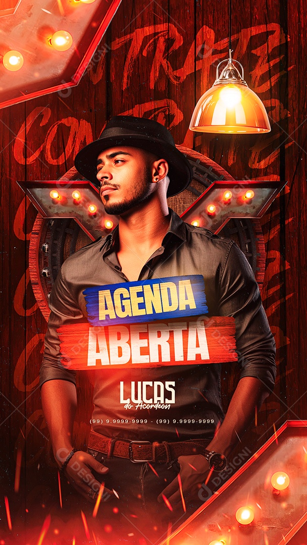 Story Flyer Agenda Aberta Lucas do Acordeon Social Media PSD Editável