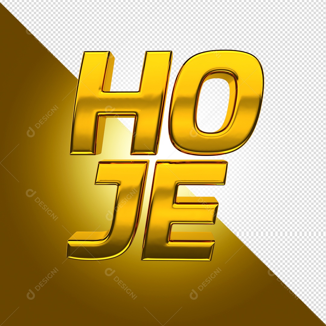 Texto 3D Hoje Dourado PSD
