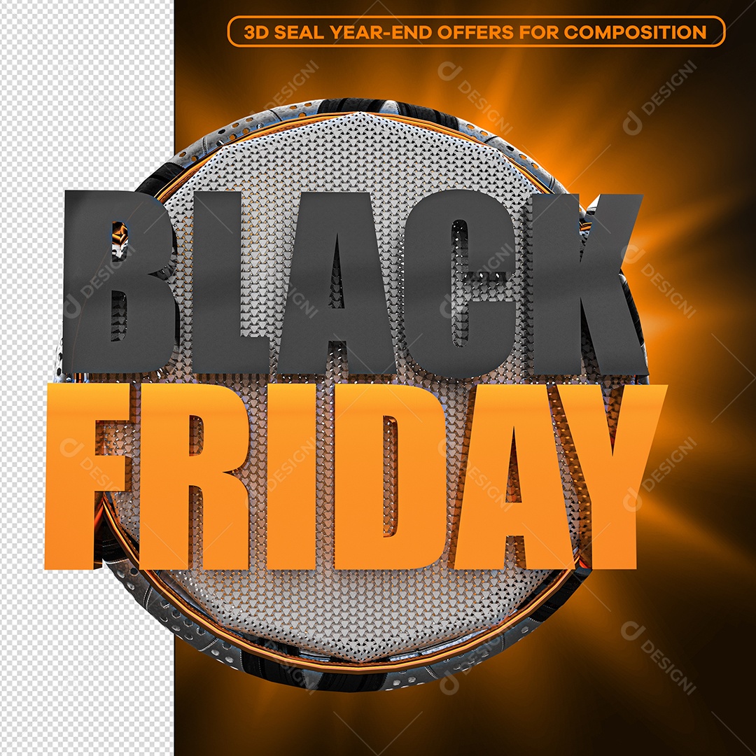 Selo 3D Black Friday Para Composição PSD