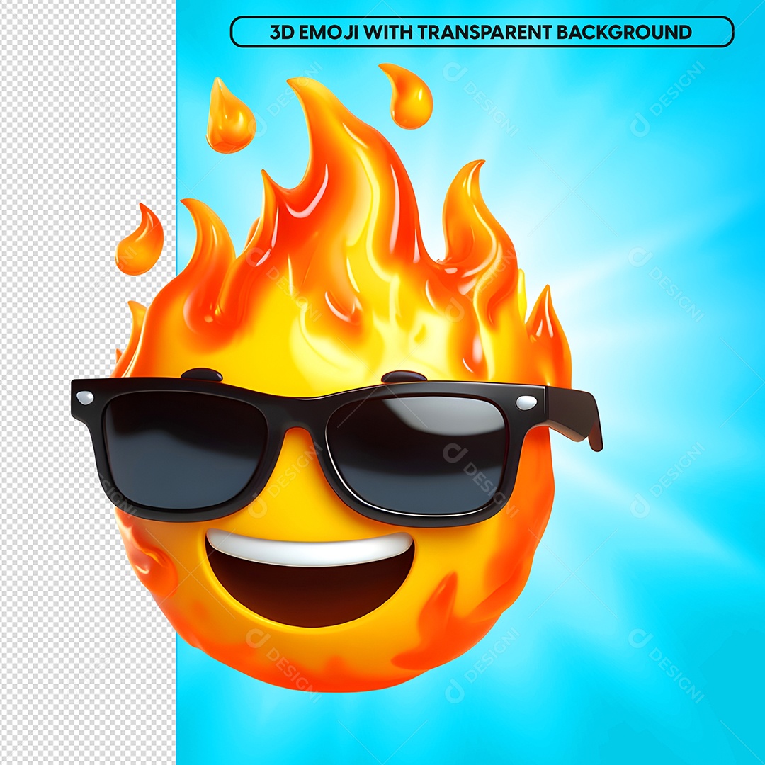 Emoji 3D Sol Com Óculos Para Composição PSD