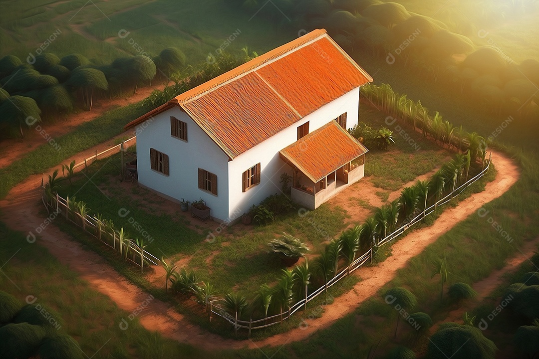 Casa de campo moderna com placa solar