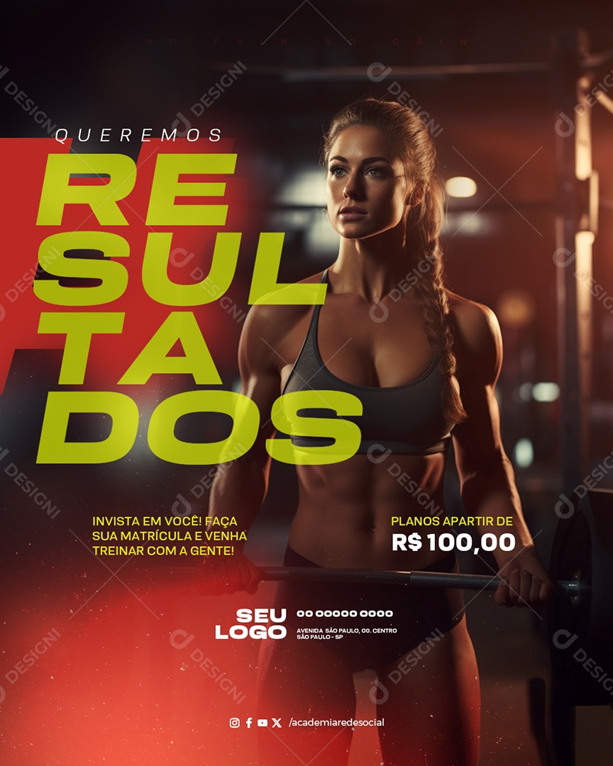 Social Media Academia Queremos Resultados PSD Editável