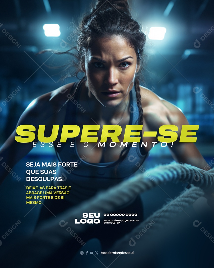 Social Media Supere-se Seja Mais Forte Academia PSD Editável