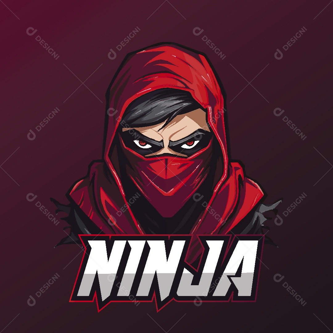 Ninja Mascote Ilustração Vetor EPS