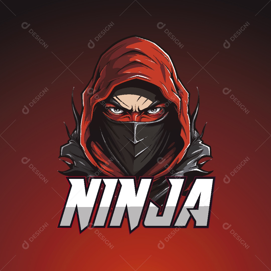 Ninja Mascote Ilustração Vetor EPS