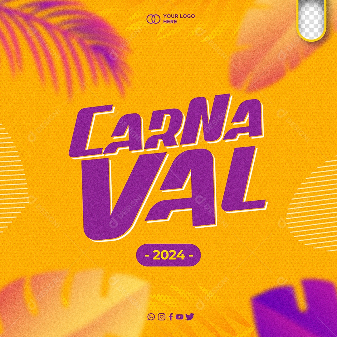 Carnaval Texto 3D Roxo para Composição PSD