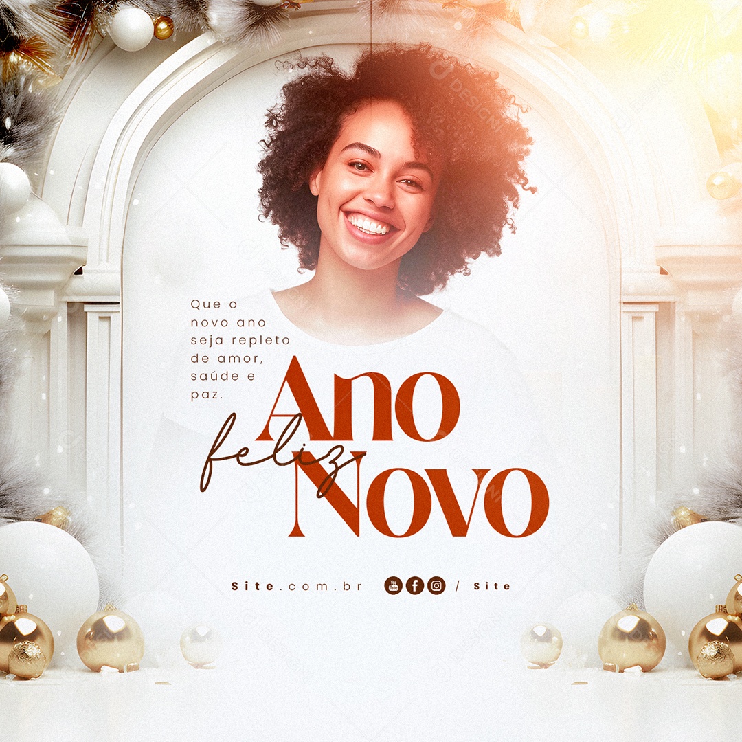 Feliz Ano Novo 1 de Janeiro Social Media PSD Editável