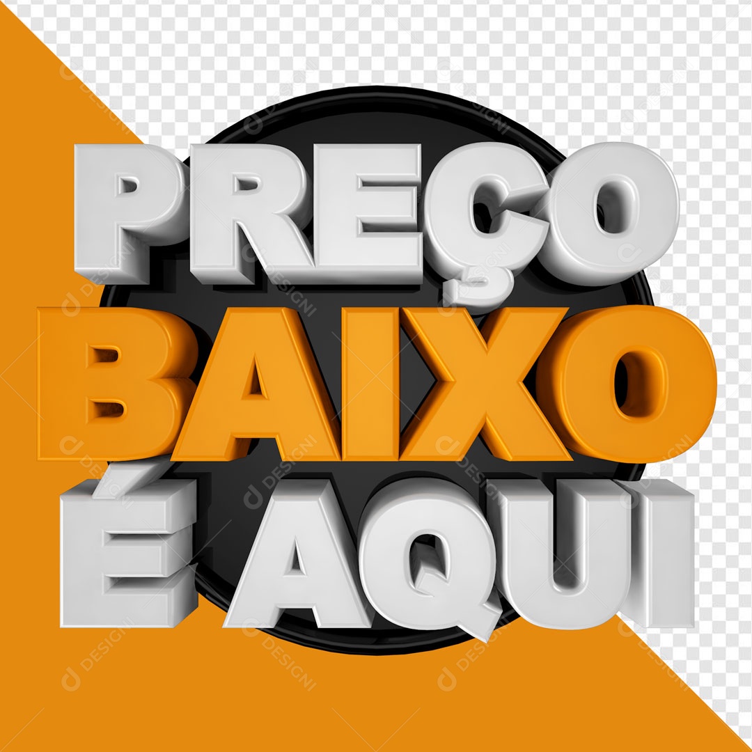 Selo 3D Preto Preço Baixo é Aqui Para Composição PSD