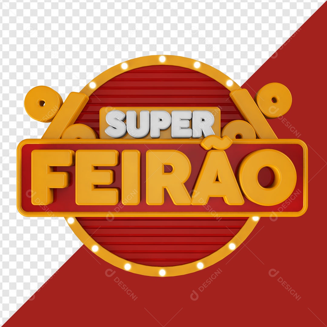 Selo 3D Vermelho Super Feirão Para Composição PSD