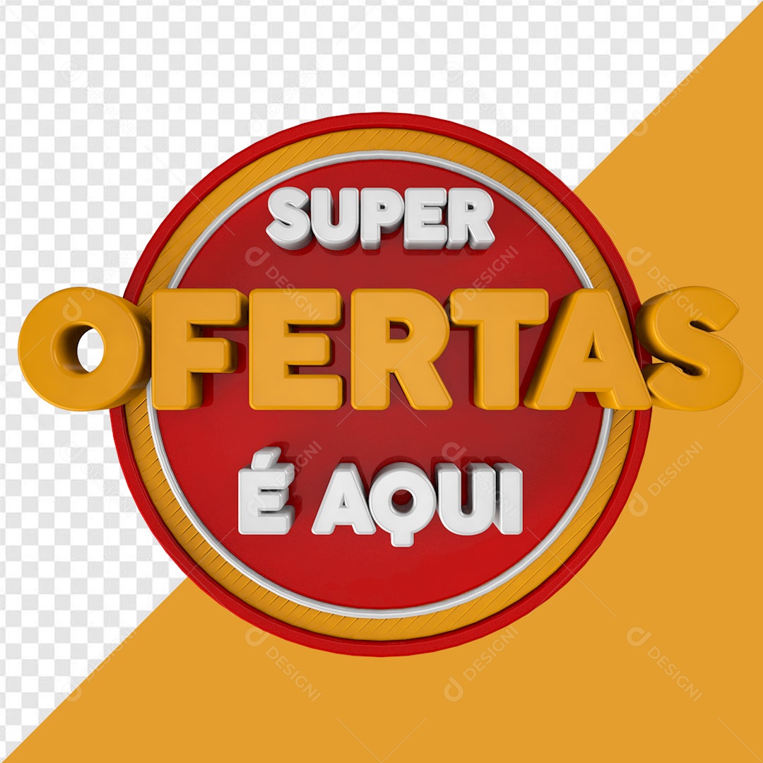 Selo 3D Vermelho Super Feirão Para Composição PSD