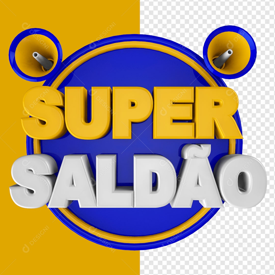 Selo 3D Azul Super Saldão Para Composição PSD
