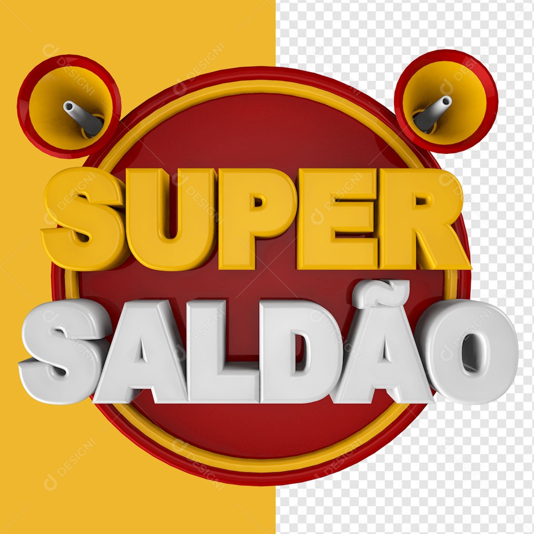 Selo 3D Vermelho Super Saldão Para Composição PSD
