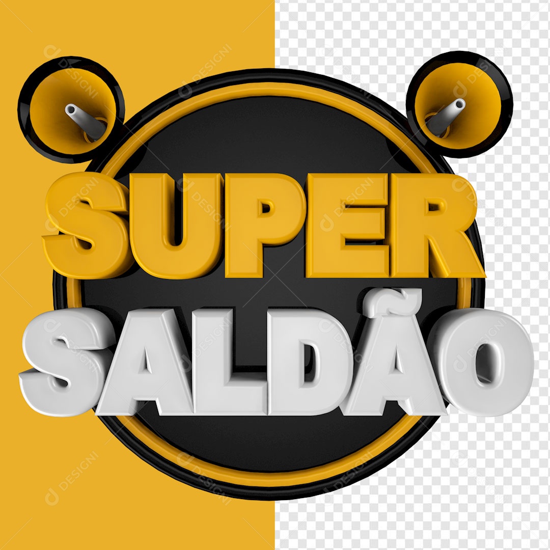 Selo 3D Preto Super Saldão Para Composição PSD
