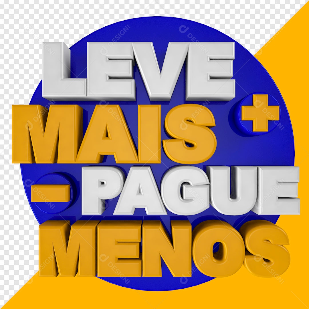 Selo 3D Azul Leve Mais Pague Menos Para Composição PSD