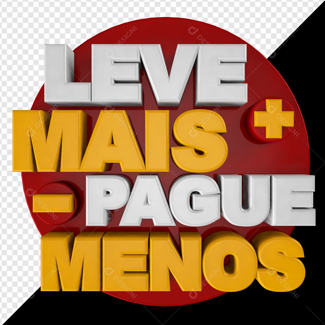 Selo 3D Vermelho Leve Mais Pague Menos Para Composição PSD