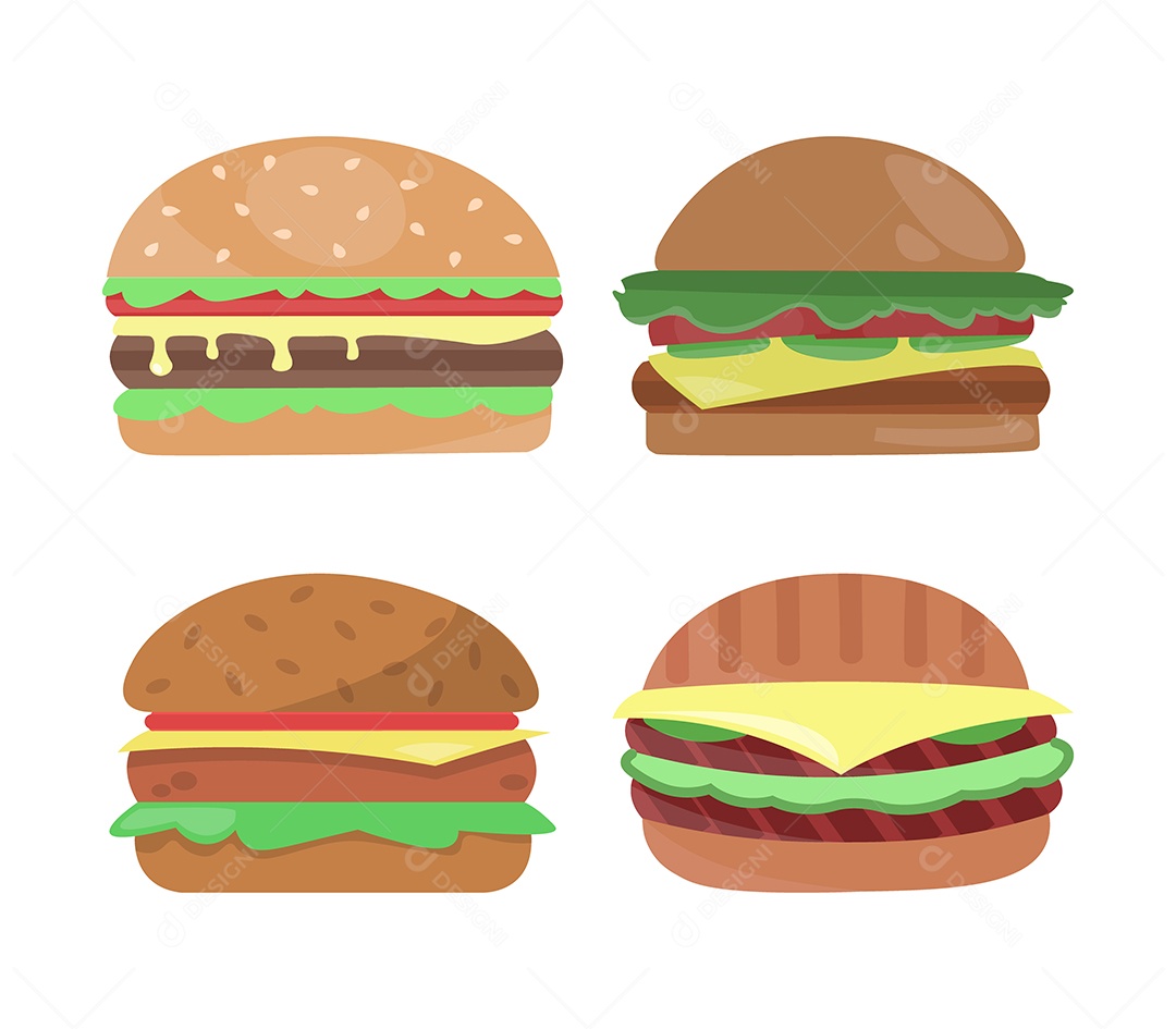 Conjunto de Hamburguer Ilustração Vetor EPS