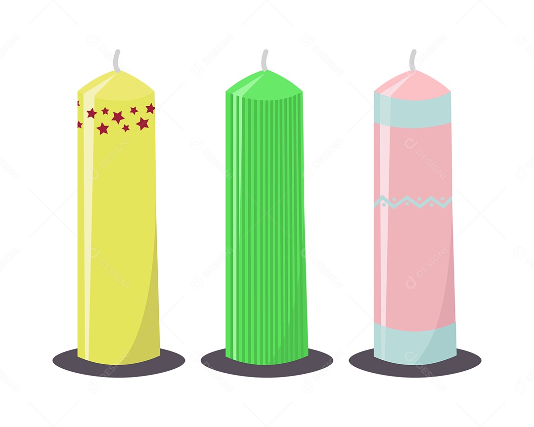 Conjunto de Velas Coloridas Ilustração Vetor EPS