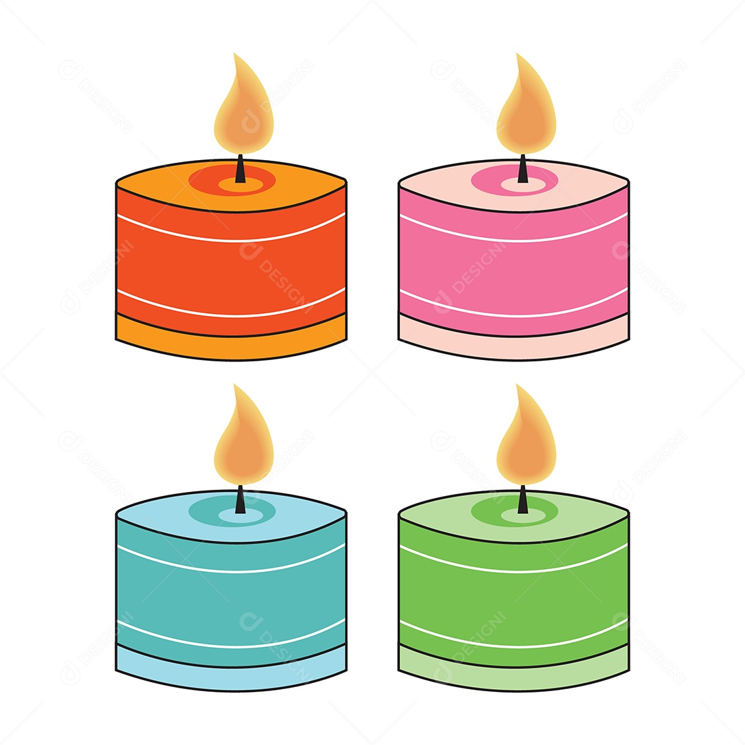 Conjunto de Velas Coloridas Ilustração Vetor EPS