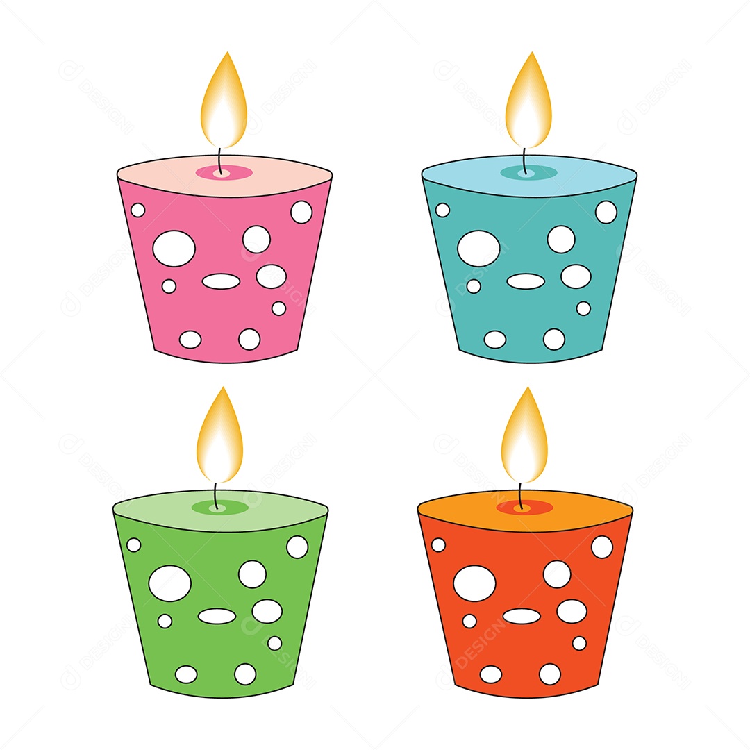 Conjunto de Velas Coloridas Ilustração Vetor EPS
