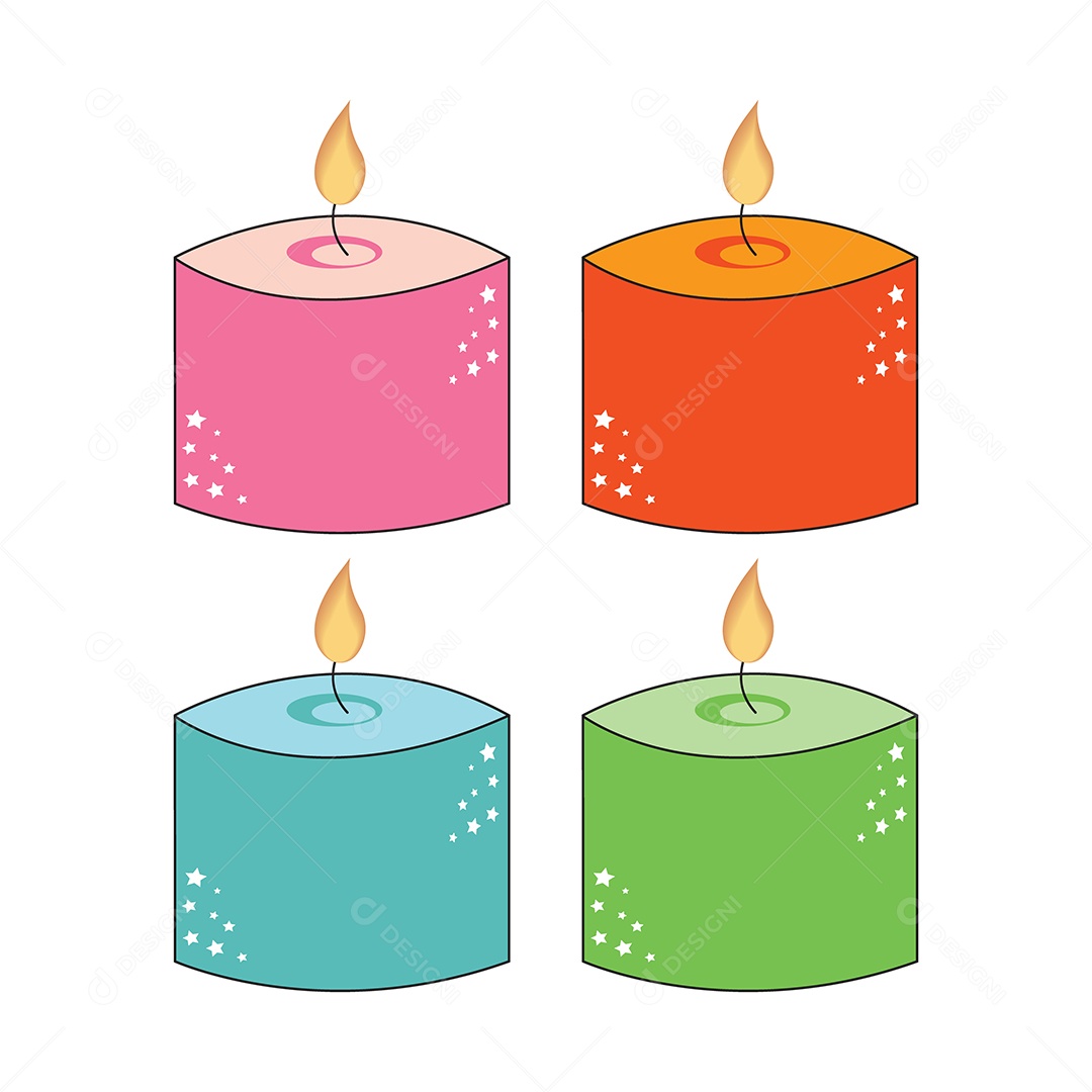 Conjunto de Velas Coloridas Ilustração Vetor EPS