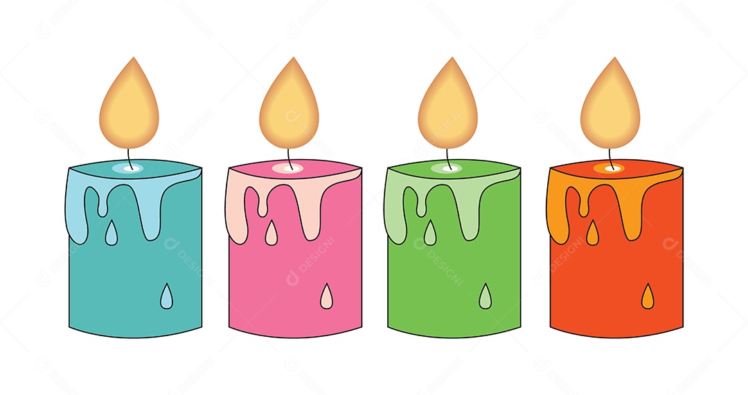 Conjunto de Velas Coloridas Ilustração Vetor EPS