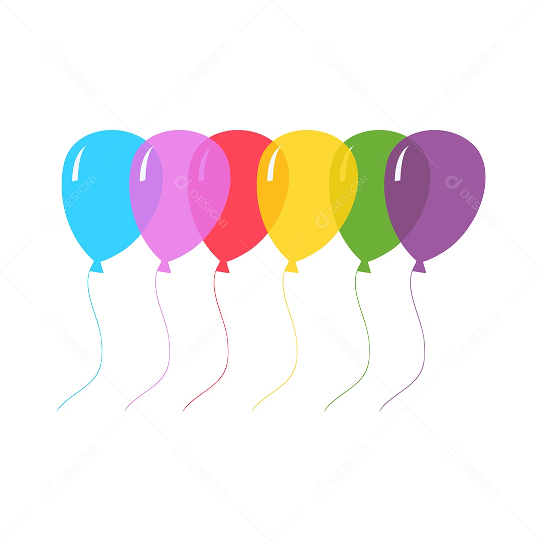 Conjunto de Balões Coloridos Ilustração Vetor EPS