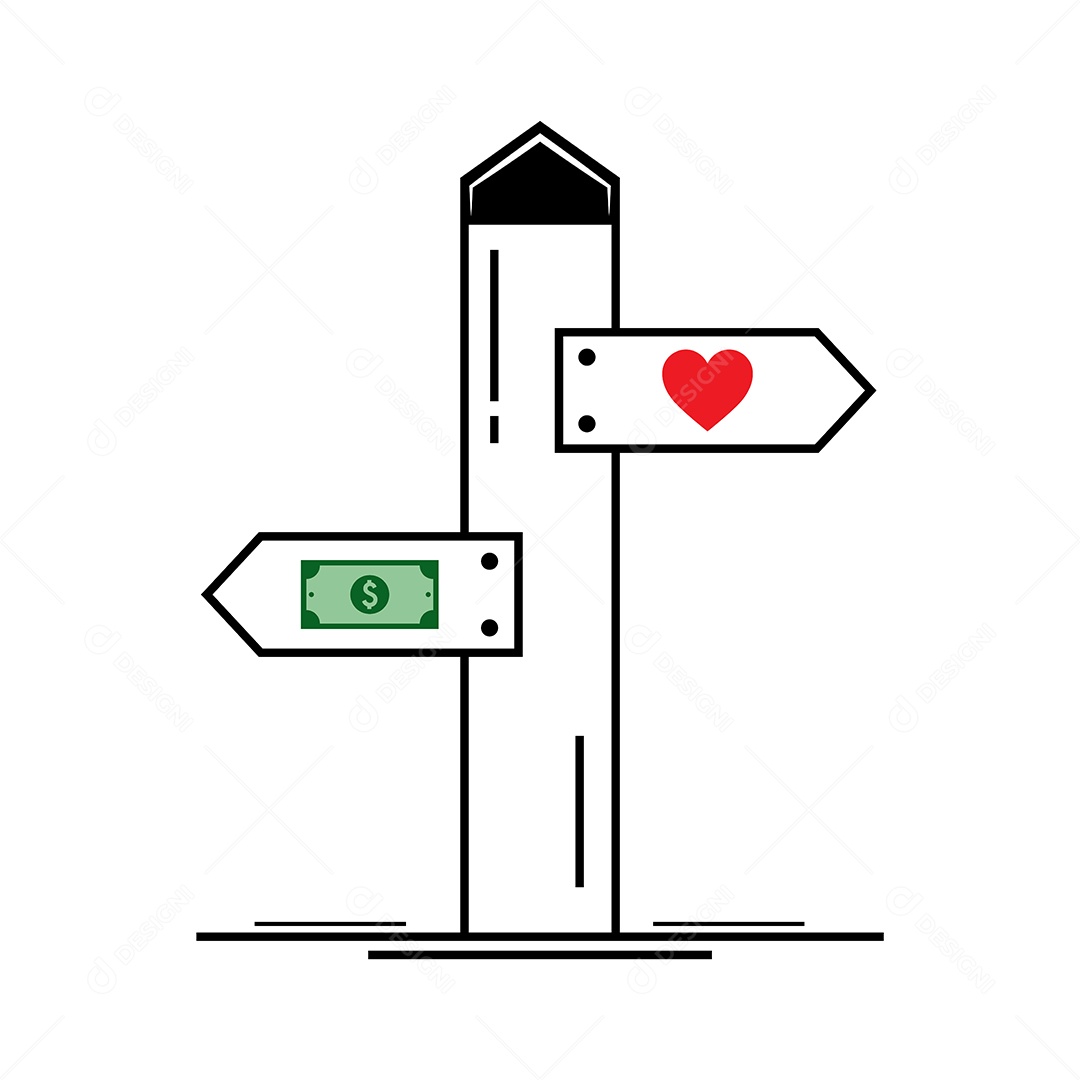 Símbolo de Direção de Amor ou Dinheiro Vetor EPS