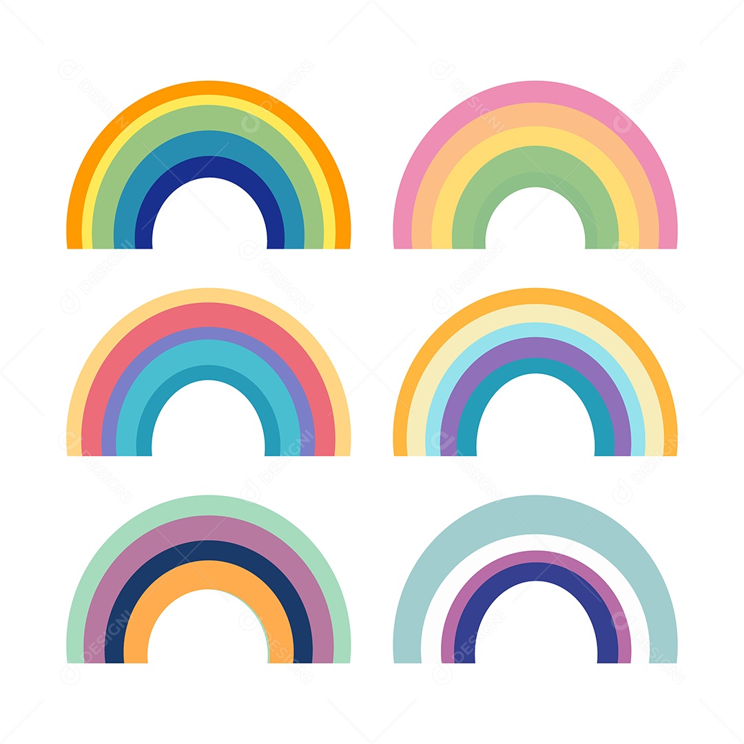 Conjunto de Arco íris Ilustração Vetor EPS