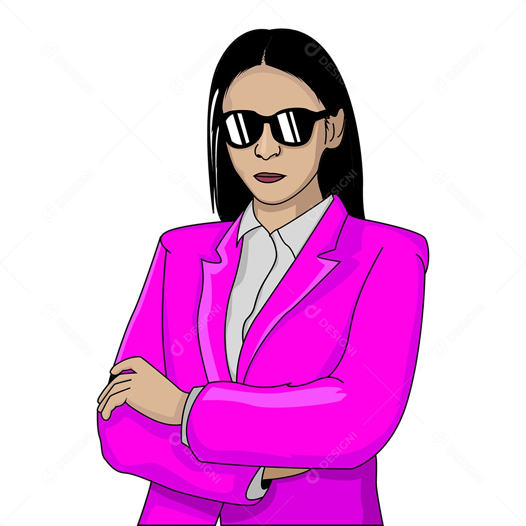 Mulher de Blazer Rosa Personagem lustração Vetor EPS